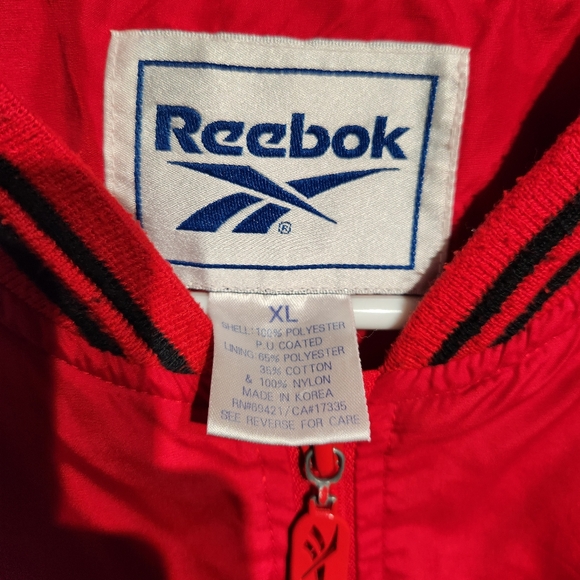 VTG Reebok Wisconsin Badgers Pullover Lined Jacket Men's Extra Large XL Red - Picture 3 of 6